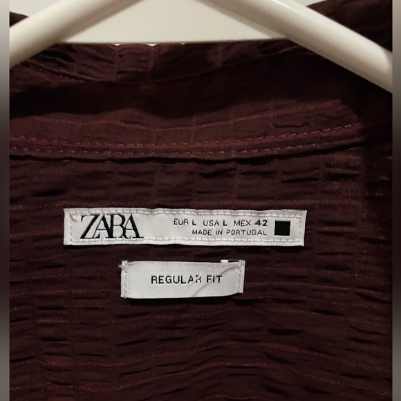 Mens Zara brown color button up shirt in large - Picture 2 of 2